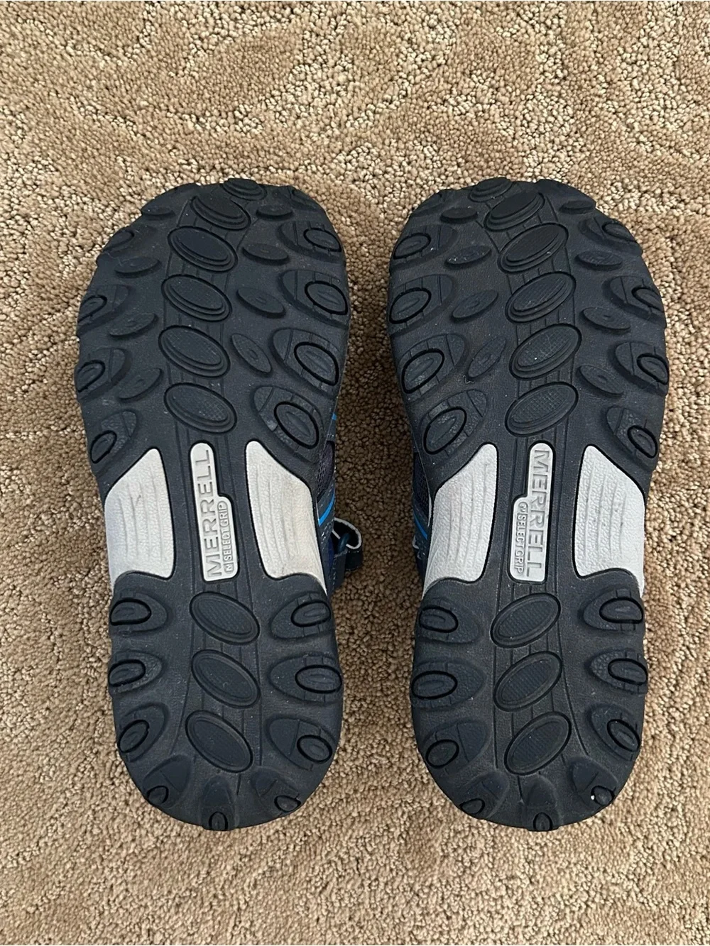 Merrell Kids Navy and Bright Blue Sport Sandal with Lime Accents